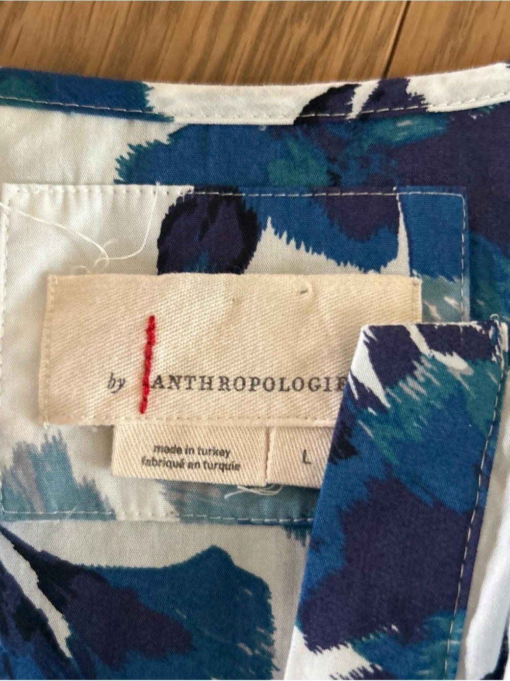 ANTHROPOLOGIE size L The Somerset Mini Dress Blue Floral Pockets - Picture 9 of 9